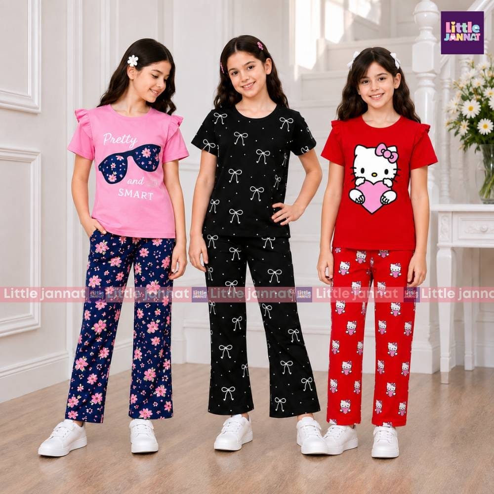 3 Set Cotton Combo -1002- Pinkish Blue , Whitish Black , Red