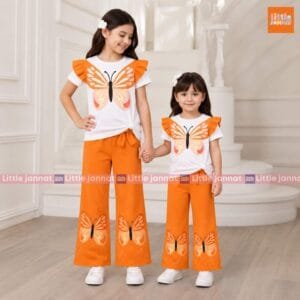 Cotton Summer Set -204- Butterfly Whitish Orange